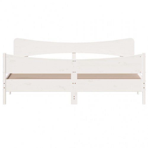 Sengeramme 200 x 200 cm i massivt fyrretræ - hvid