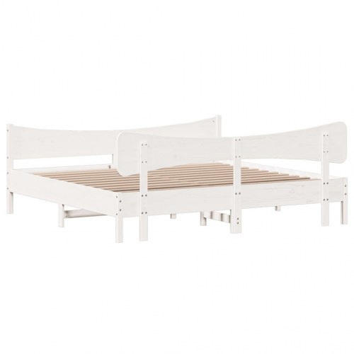 Sengeramme 200 x 200 cm i massivt fyrretræ - hvid
