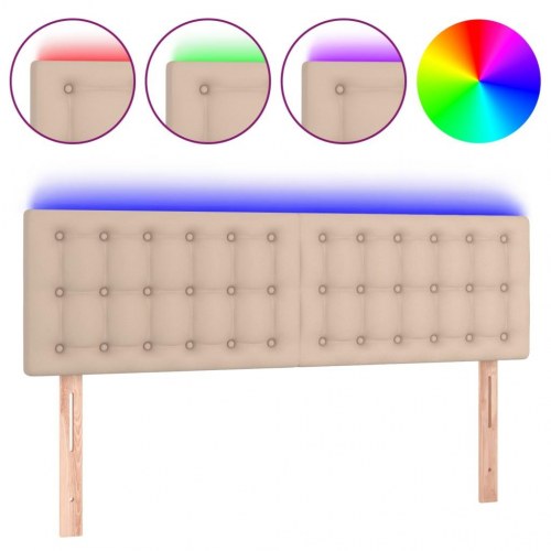 Sengegavl med LED-lys 144 x 5 x 78/88 cm - cappuccino