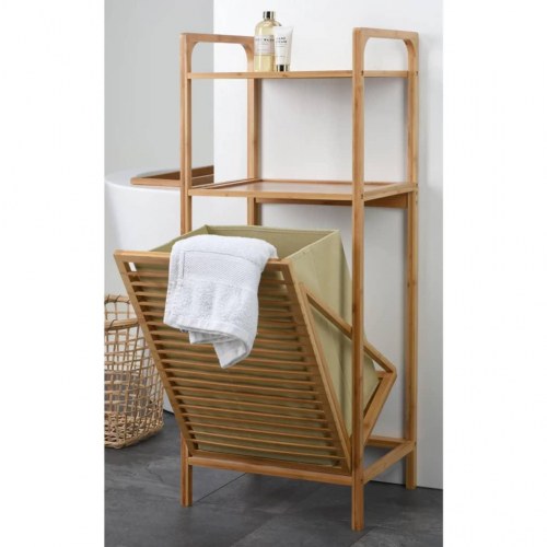 Bathroom Solutions reol med 2 hylder og vasketøjskurv 95 cm bambus