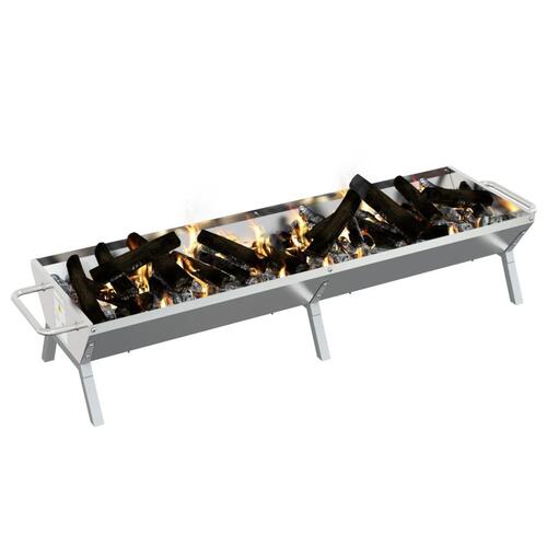 Grillbakke 158x42x31 cm rustfrit stål sølvfarvet