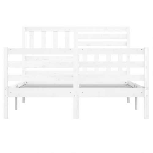 Sengeramme 160x200 cm King Size massivt træ hvid