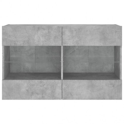 Væghængt TV-bord med LED-lys - betongrå, 98,5 x 30 x 60,5 cm