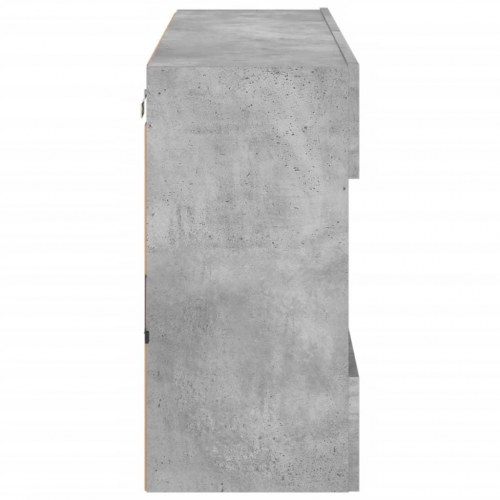 Væghængt TV-bord med LED-lys - betongrå, 98,5 x 30 x 60,5 cm