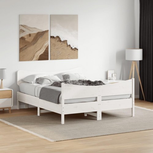 Sengeramme uden madras i massivt fyrretræ 150 x 200 cm - hvid
