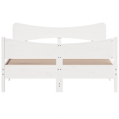 Sengeramme uden madras i massivt fyrretræ 150 x 200 cm - hvid