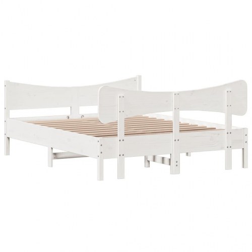 Sengeramme uden madras i massivt fyrretræ 150 x 200 cm - hvid