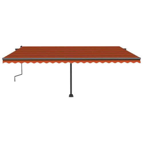 Fritstående markise 500x300 cm manuel betjening orange/brun