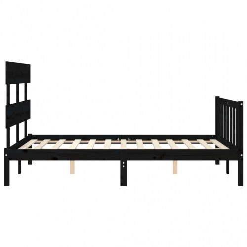 Sengeramme med sengegavl 140x190 cm massivt træ sort
