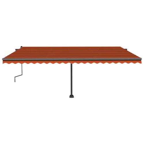 Markise m. LED-lys 500x300 cm manuel betjening orange og brun