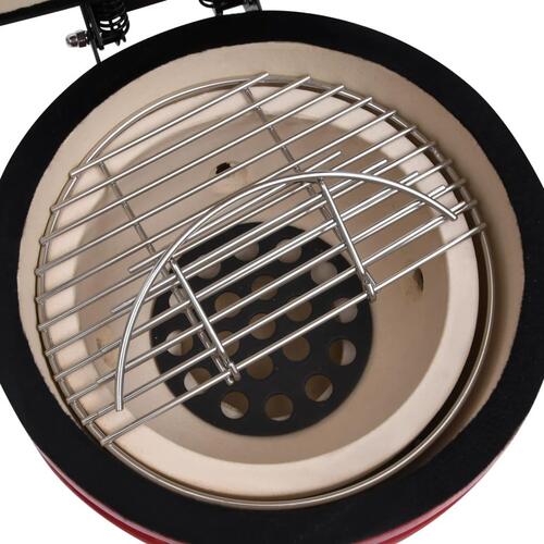 2-i-1 Kamado-røgegrill 56 cm keramisk rød