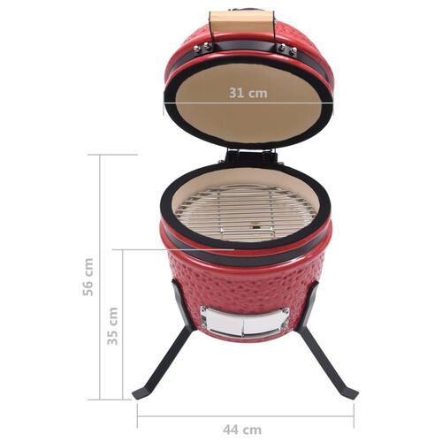 2-i-1 Kamado-røgegrill 56 cm keramisk rød