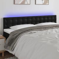 Sengegavl med LED-lys 180x5x78/88 cm kunstlæder sort