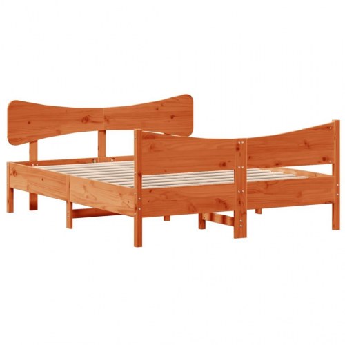 Sengeramme uden madras 135 x 190 cm i massivt fyrretræ - gyldenbrun