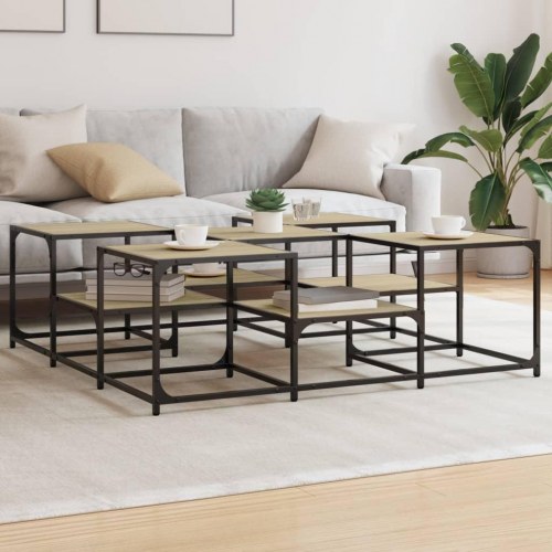 Sofabord 121 × 121 × 40 cm i konstrueret træ - sonoma-eg, 2 niveauer