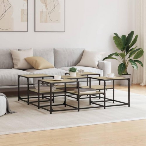 Sofabord 121 × 121 × 40 cm i konstrueret træ - sonoma-eg, 2 niveauer