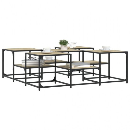 Sofabord 121 × 121 × 40 cm i konstrueret træ - sonoma-eg, 2 niveauer