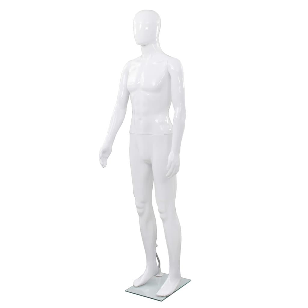 Mannequin mand fuld figur glassokkel hvid højglans 185 cm