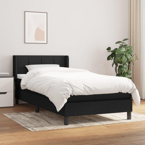 Kontinentalseng med madras 90×190 cm - stof, sort