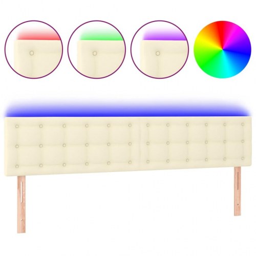 Sengegavl med LED-lys 200 x 5 x 78/88 cm - cremefarvet