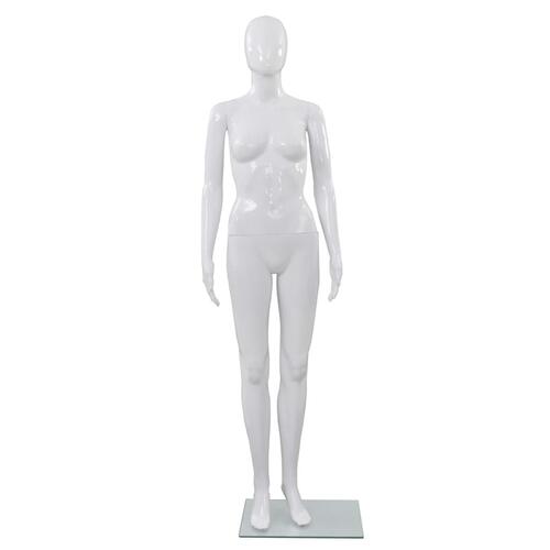Mannequin kvinde fuld figur glassokkel hvid højglans 175 cm