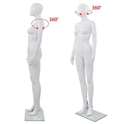 Mannequin kvinde fuld figur glassokkel hvid højglans 175 cm