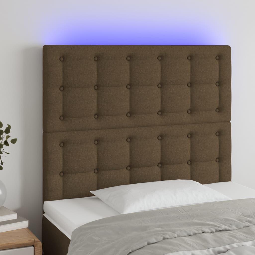 Sengegavl Med Led-Lys Stof - Mørkebrun / 90 x 5 x 118/128 cm