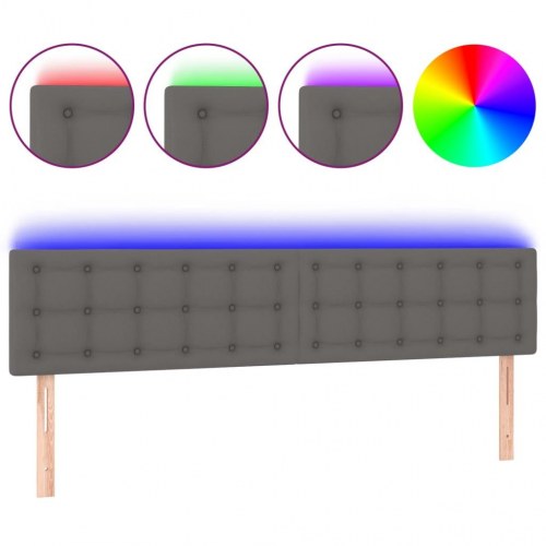 Sengegavl med LED-lys 200 x 5 x 78/88 cm - grå