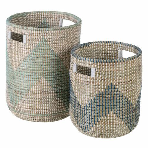 Set med kurve 38 x 38 x 50 cm Natur Grå Naturlig fiber (2 Dele)