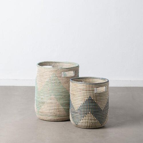 Set med kurve 38 x 38 x 50 cm Natur Grå Naturlig fiber (2 Dele)