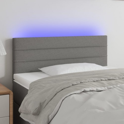 Sengegavl med LED-lys 80 x 5 x 78/88 cm - mørkegrå