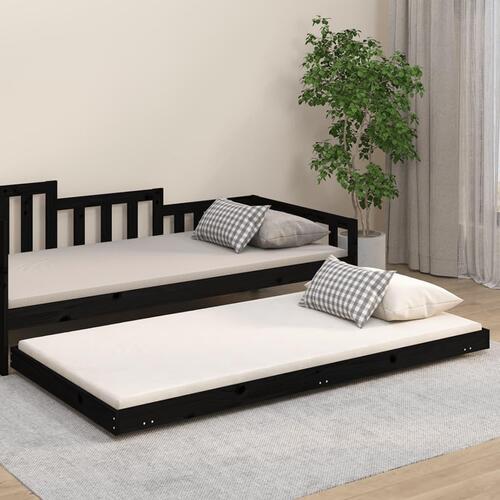 Sengeramme 90x200 cm massivt fyrretræ sort
