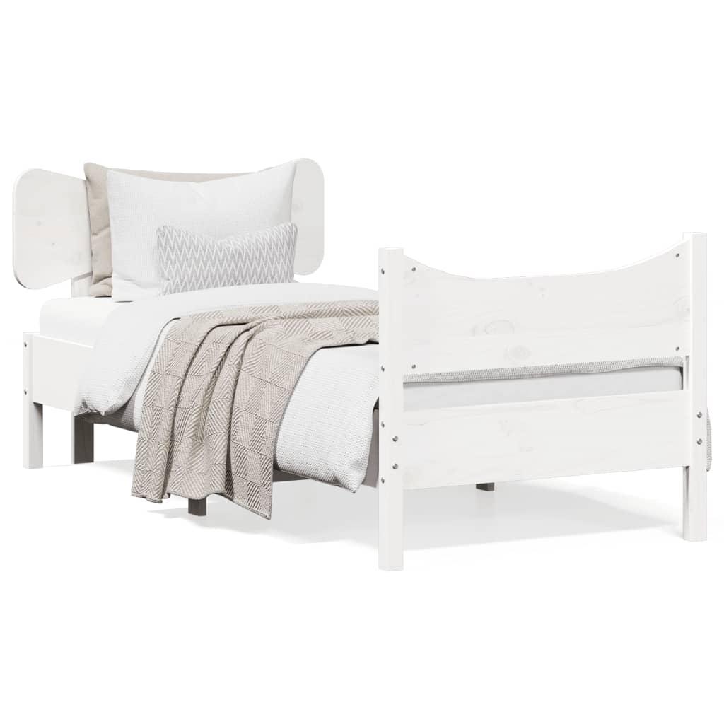 Sengeramme uden madras 90x200 cm massivt fyrretræ hvid