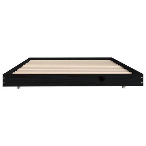 Sengeramme 90x200 cm massivt fyrretræ sort