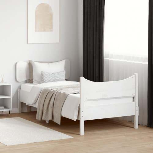 Sengeramme uden madras 90x200 cm massivt fyrretræ hvid