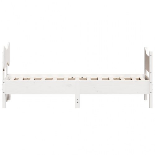 Sengeramme uden madras 90x200 cm massivt fyrretræ hvid