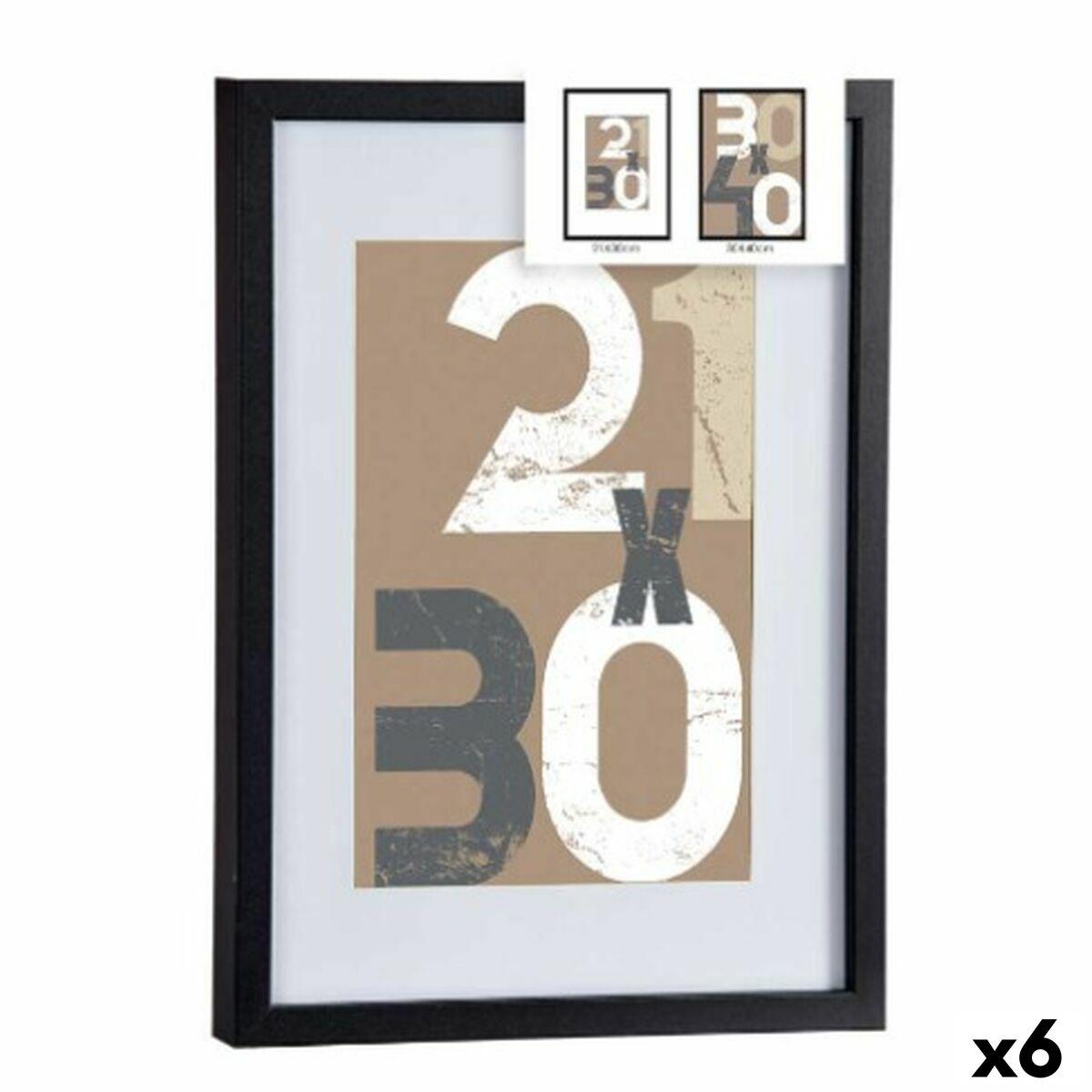 Væg Billedramme Sort Glas Træ Mdf 32 5 X 2 5 X 42 5 Cm 6 Enheder