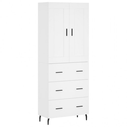 Højskab 69,5x34x180 cm konstrueret træ hvid