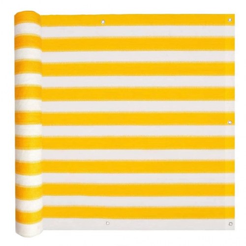 Balkonafskærmning HDPE 75 x 400 cm gul og hvid