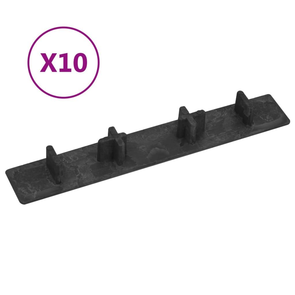 Endehætter til terrasse 10 stk. plastik sort