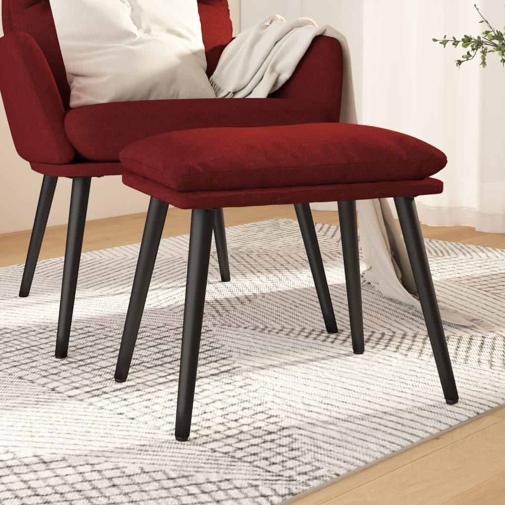 Fodskammel i stof - 45 × 29,5 × 35 cm, vinrød