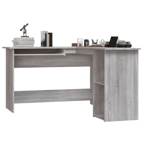 Hjørneskrivebord 120x140x75 cm konstrueret træ grå sonoma-eg