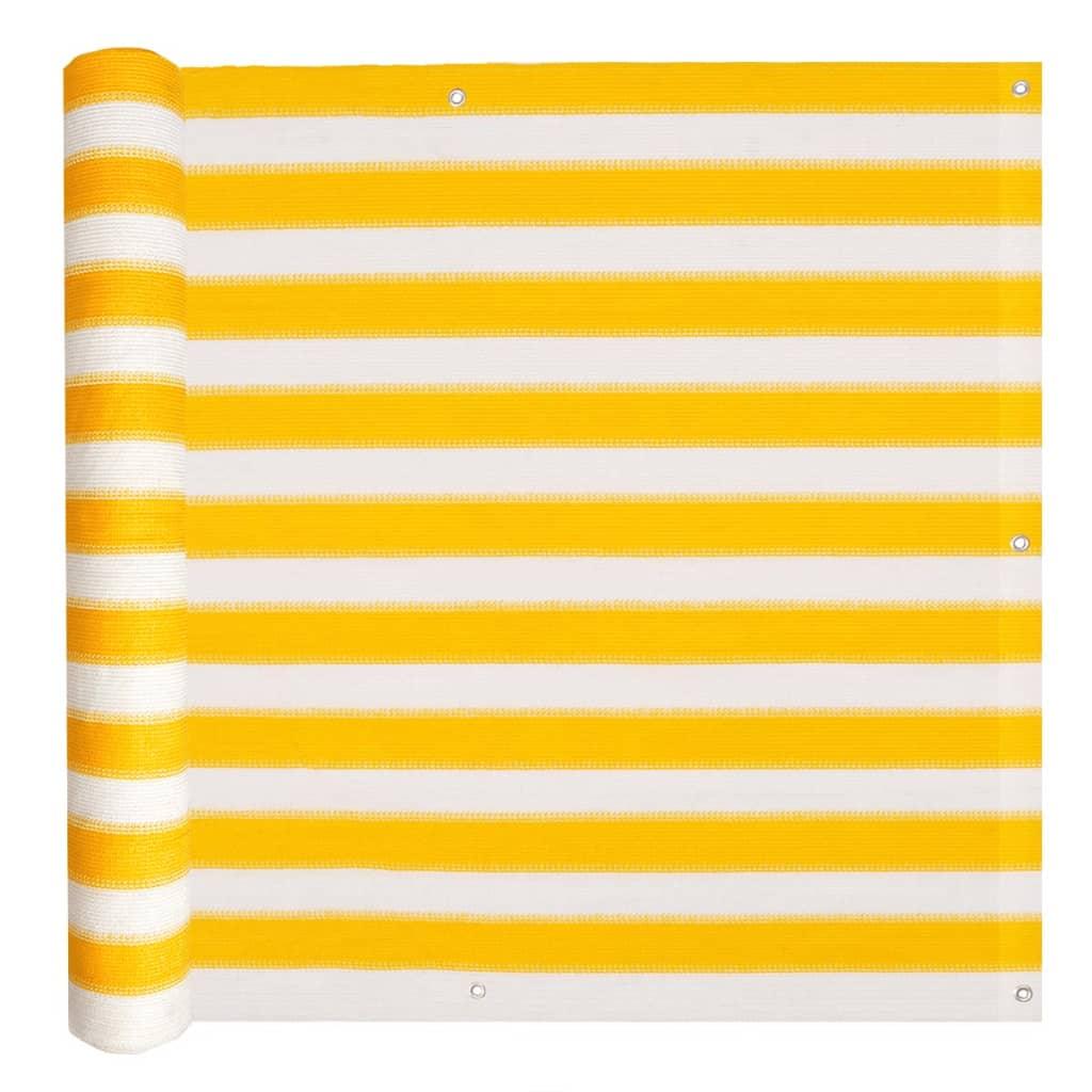 Balkonafskærmning HDPE 90 x 400 cm gul og hvid