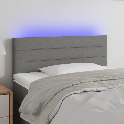Sengegavl med LED-lys 90 x 5 x 78/88 cm - mørkegrå