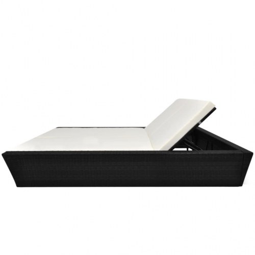 Loungeseng med hynde polyrattan sort