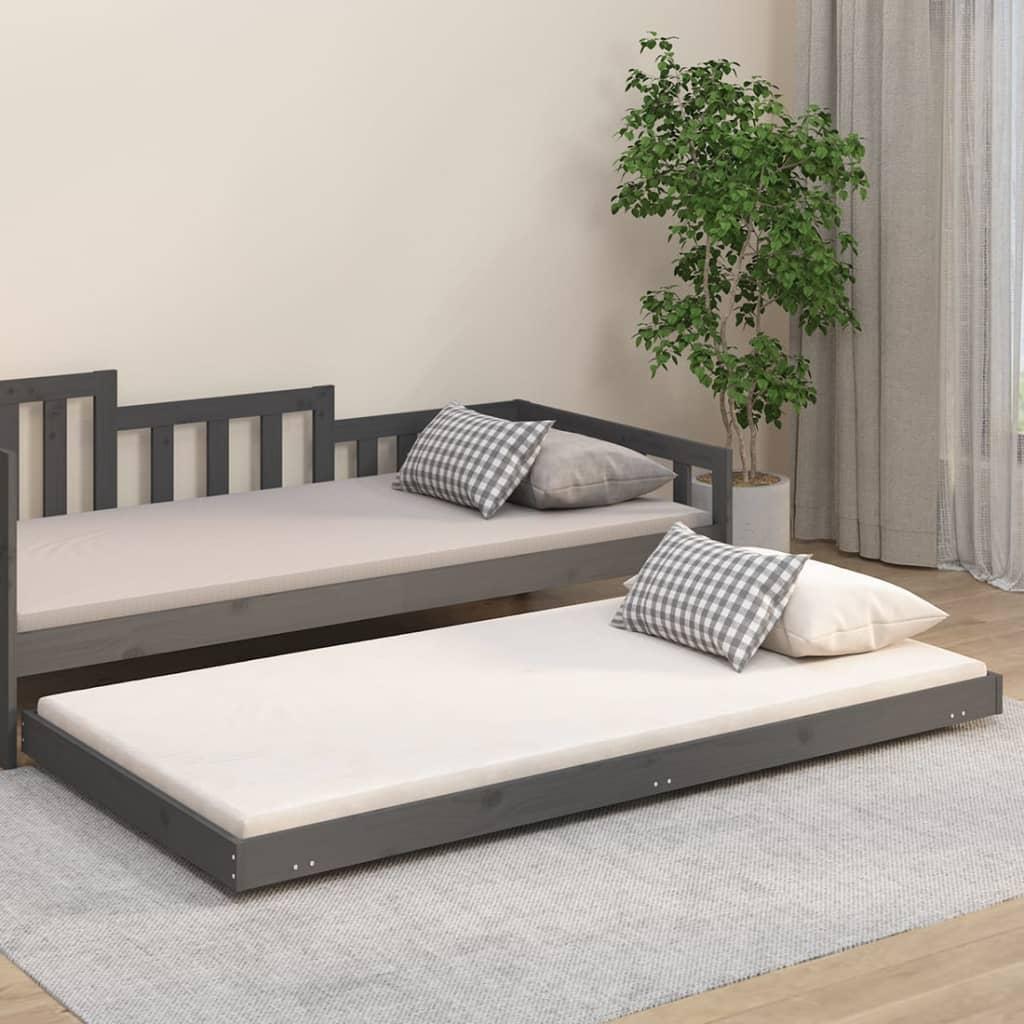 Sengeramme 90x200 cm massivt fyrretræ grå