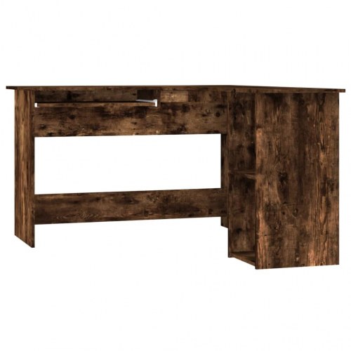 Hjørneskrivebord L-form 120×140×75 cm - konstrueret træ, røget egetræ