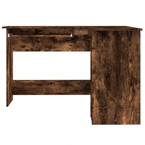 Hjørneskrivebord L-form 120×140×75 cm - konstrueret træ, røget egetræ