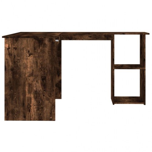 Hjørneskrivebord L-form 120×140×75 cm - konstrueret træ, røget egetræ