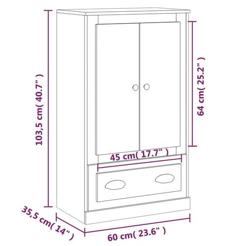 Skænk 60x35,5x103,5 cm konstrueret træ hvid